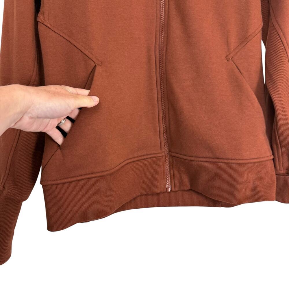 Athleta Triumph Hoodie Jacket Womens Small Brown Rust Full Zip Thumbholes - Picture 4 of 11
